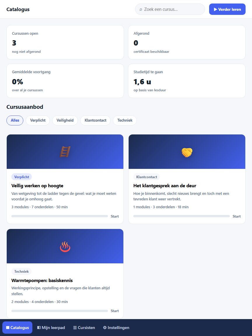 Werkend Nederlands e-learningplatform met cursussen en voortgang