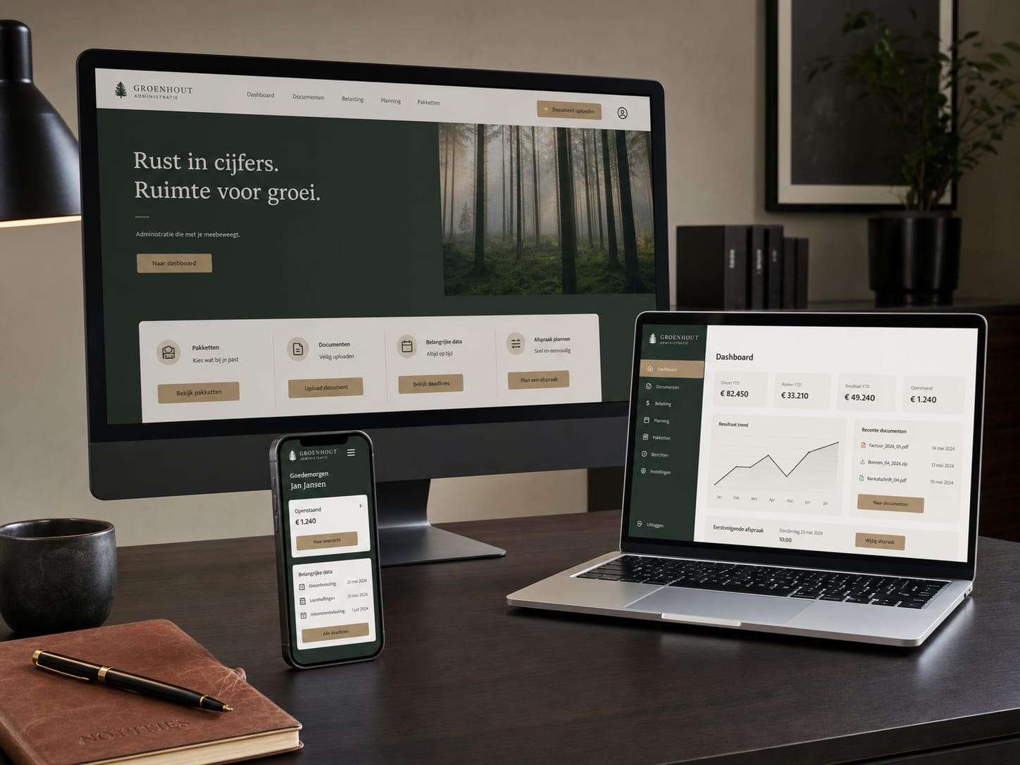Platform mockup voor administratiekantoor