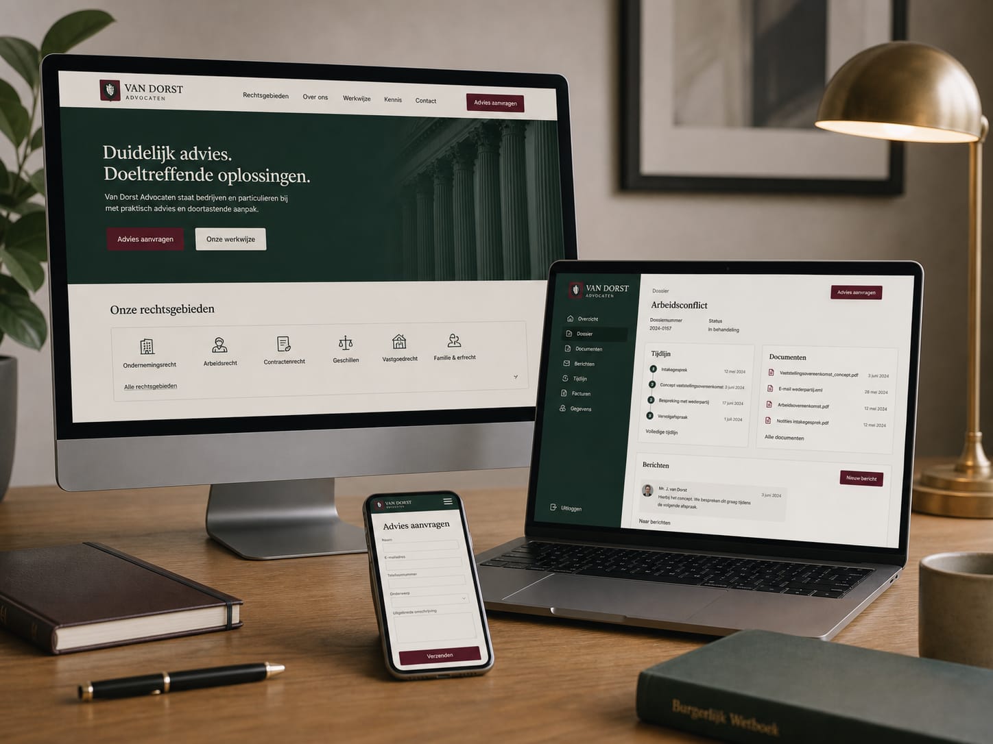 Platform mockup voor advocatenkantoor