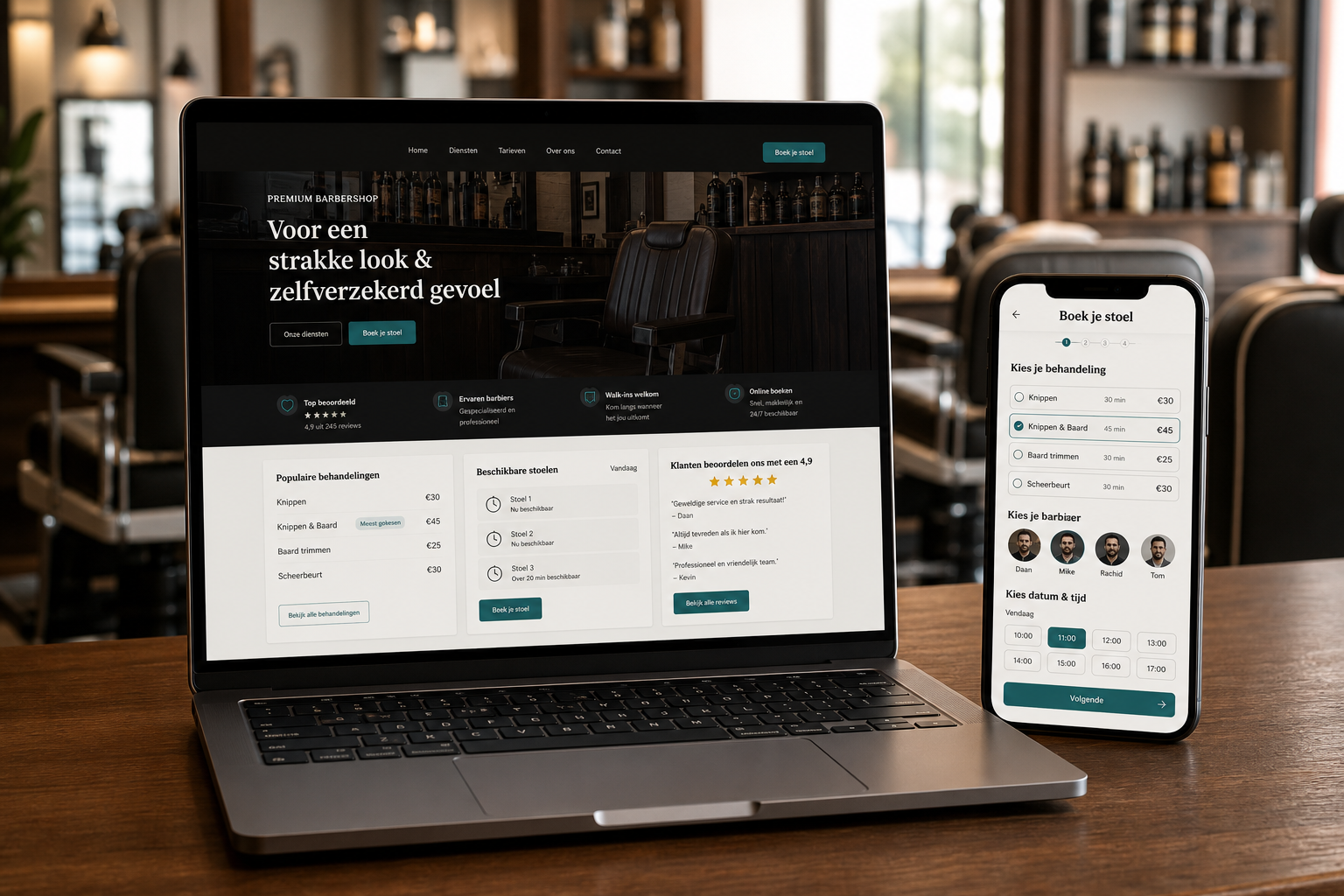 Platform mockup voor barbershop