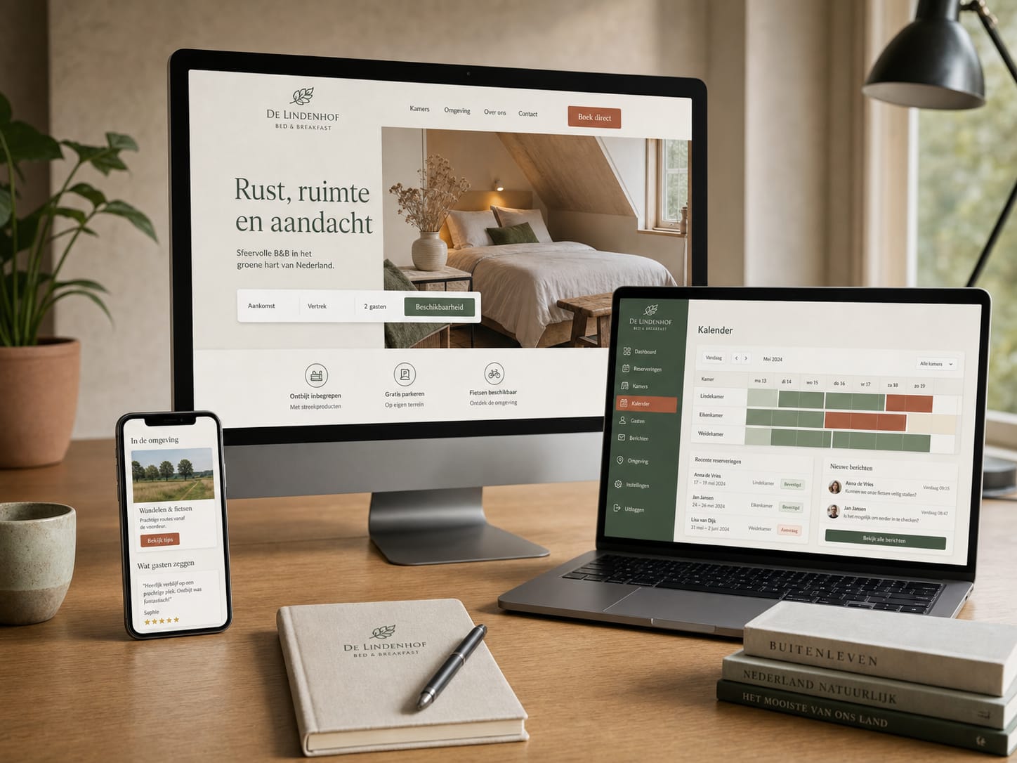 Platform mockup voor bed and breakfast