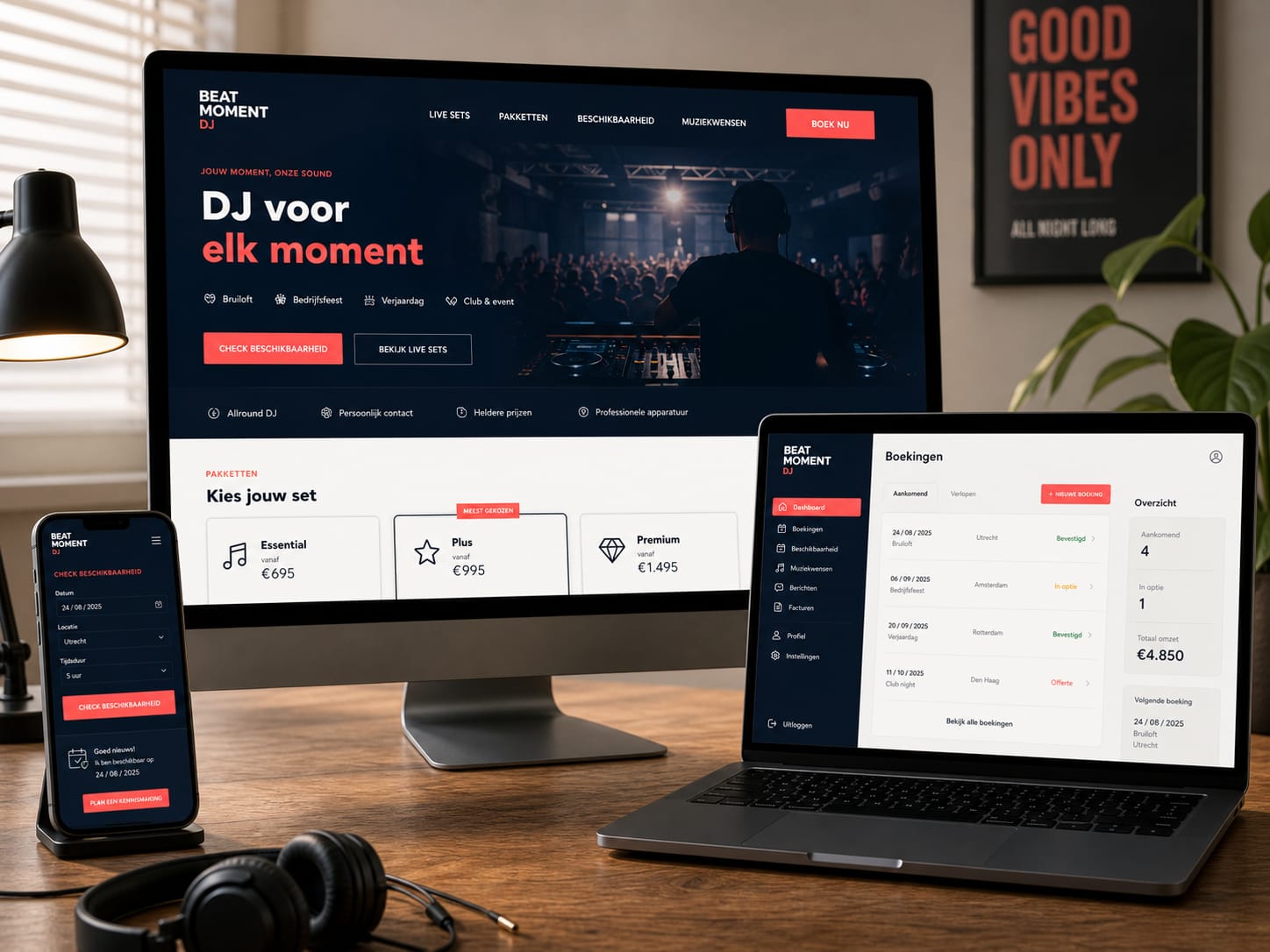 Platform mockup voor dj