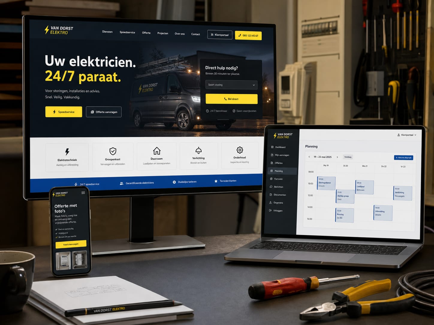 Platform mockup voor elektricien