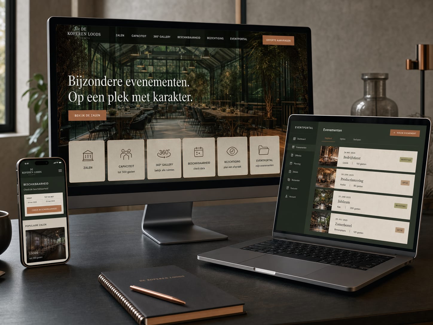 Platform mockup voor evenementenlocatie