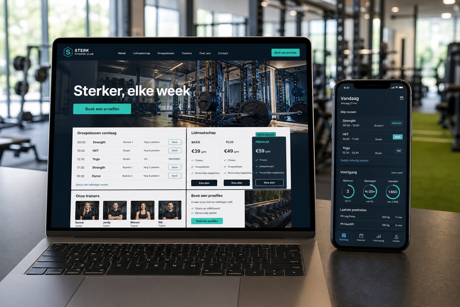 Publieke website voor fitnessclub