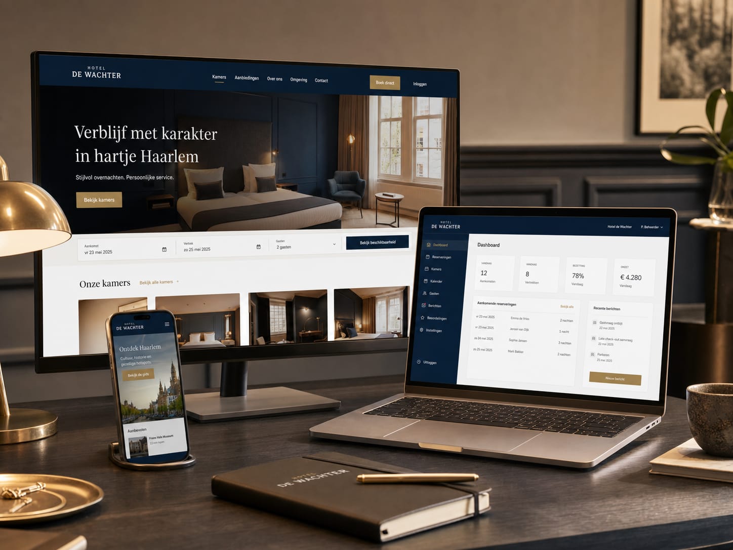 Platform mockup voor hotel
