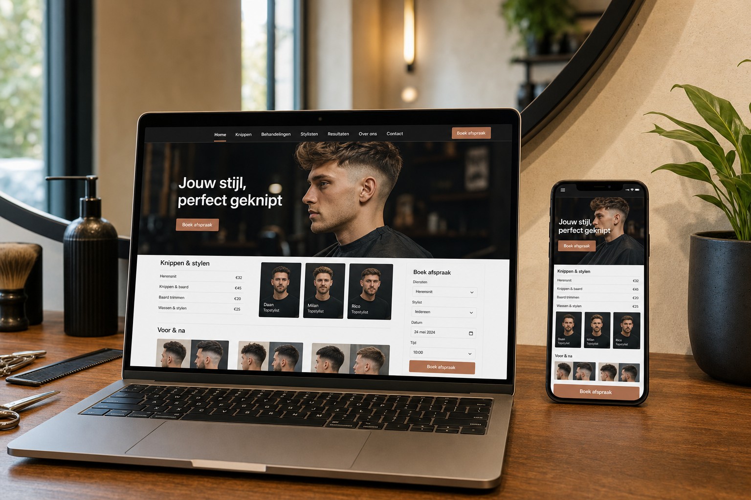 Publieke website voor kapperszaak