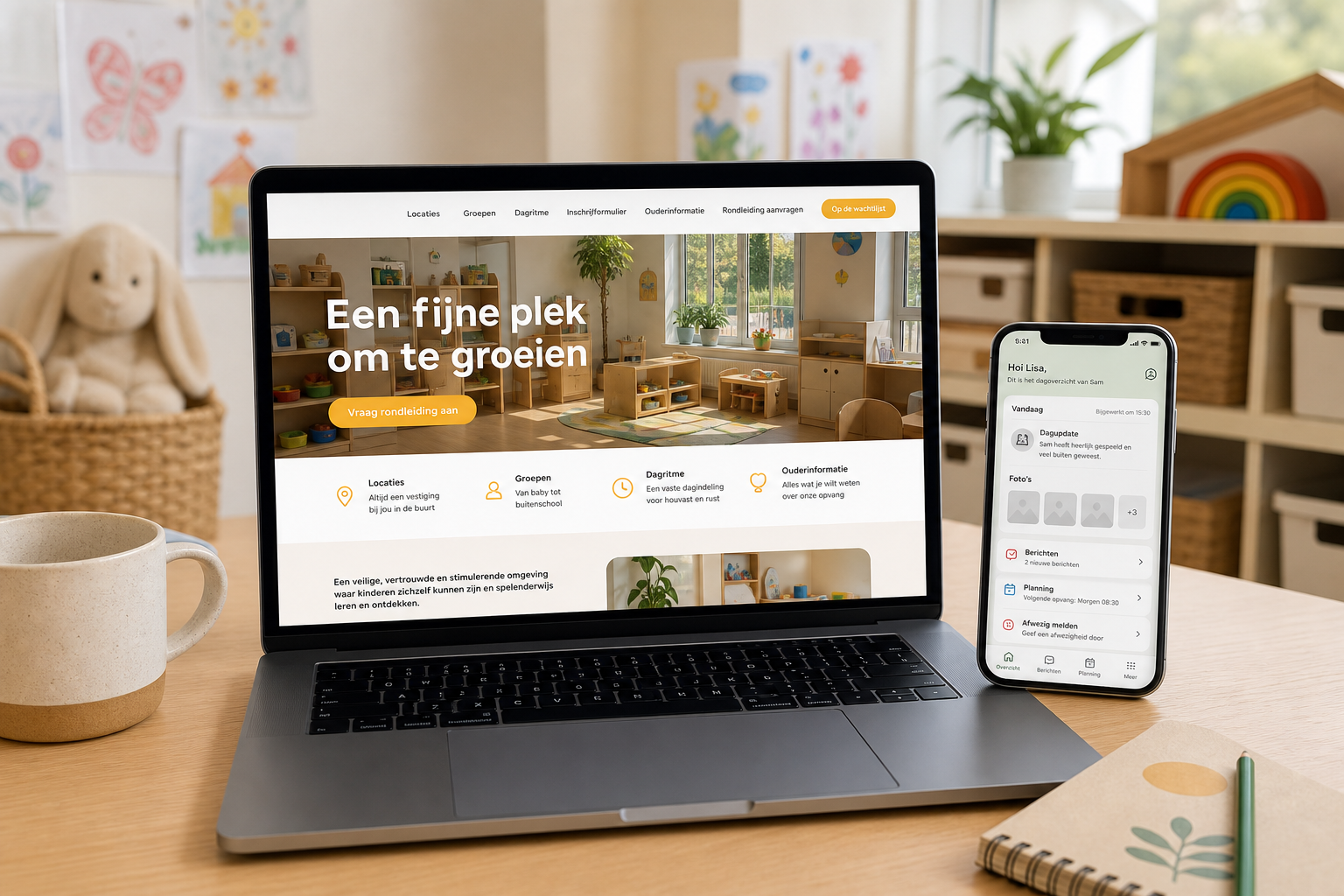 Platform mockup voor kinderopvang