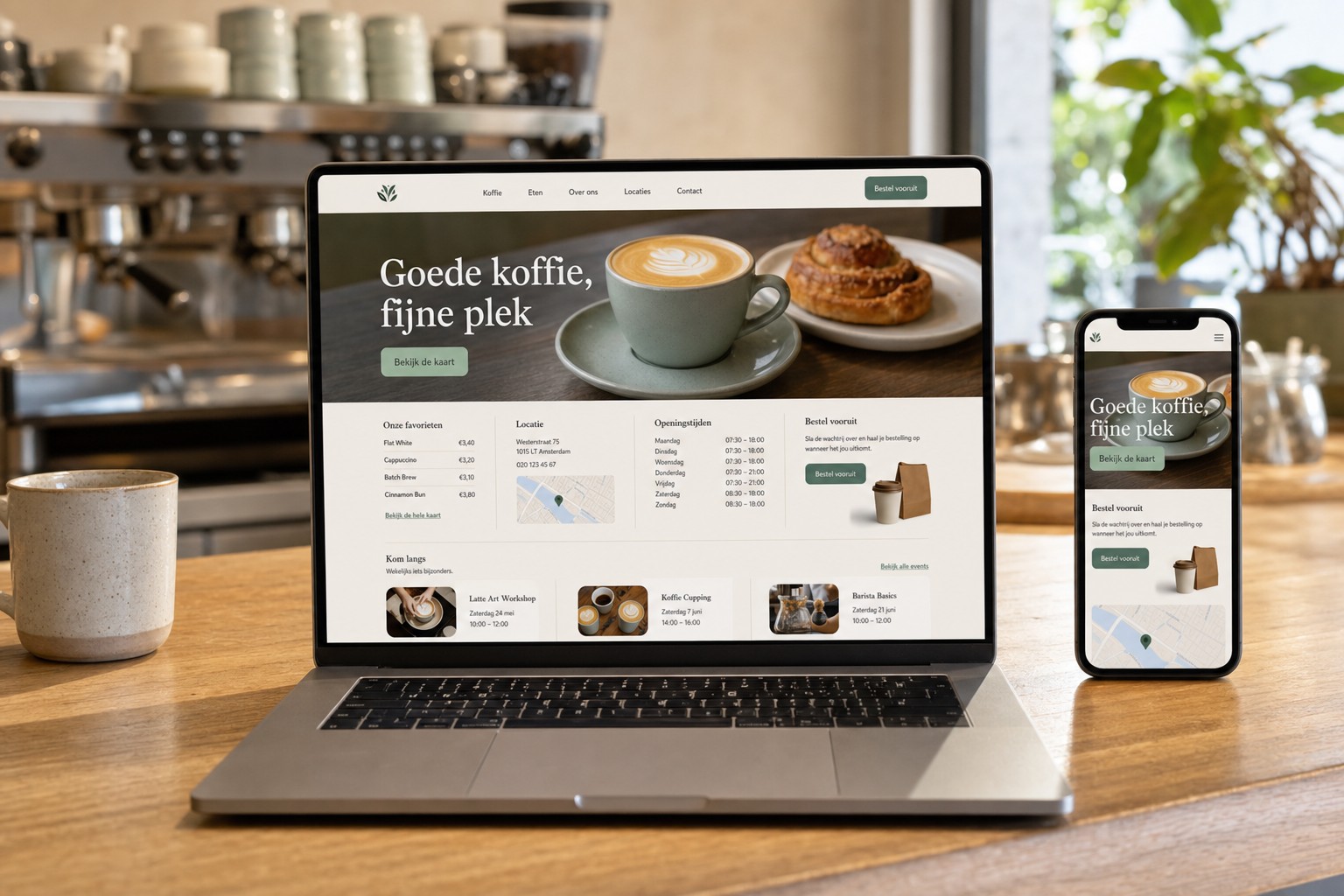 Publieke website voor koffiebar