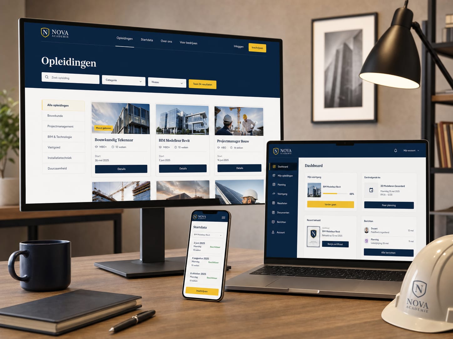 Platform mockup voor opleidingsinstituut
