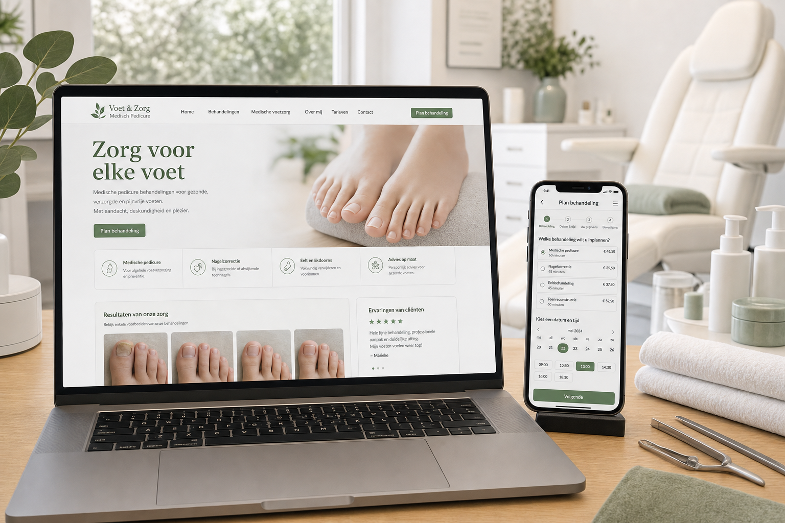 Platform mockup voor pedicure