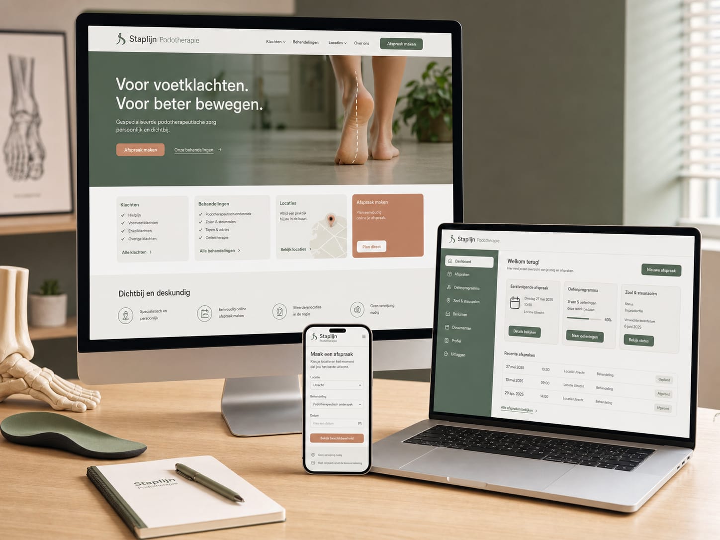 Platform mockup voor podotherapeut