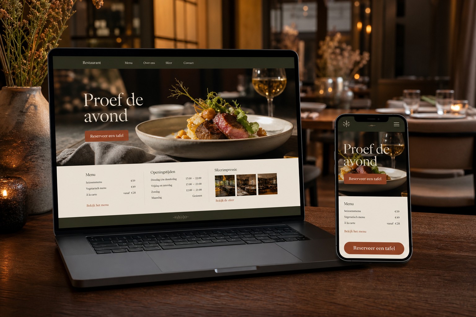 Publieke website voor restaurant