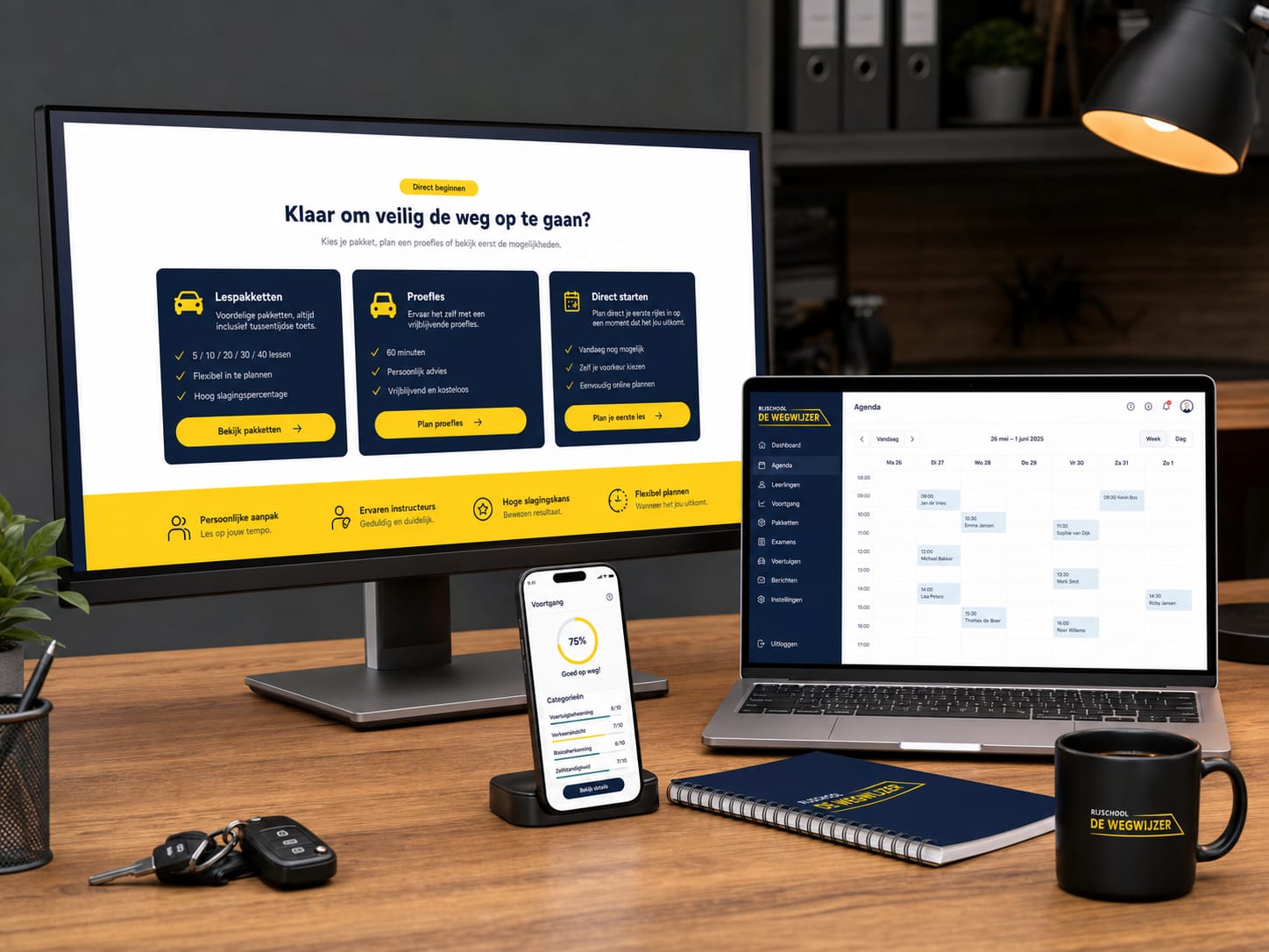 Platform mockup voor rijschool