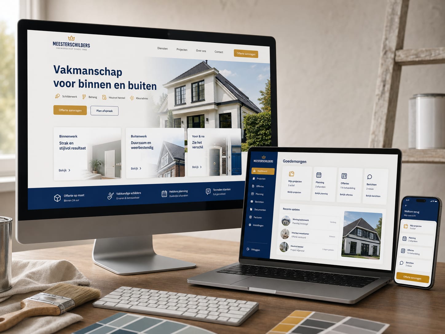 Platform mockup voor schildersbedrijf