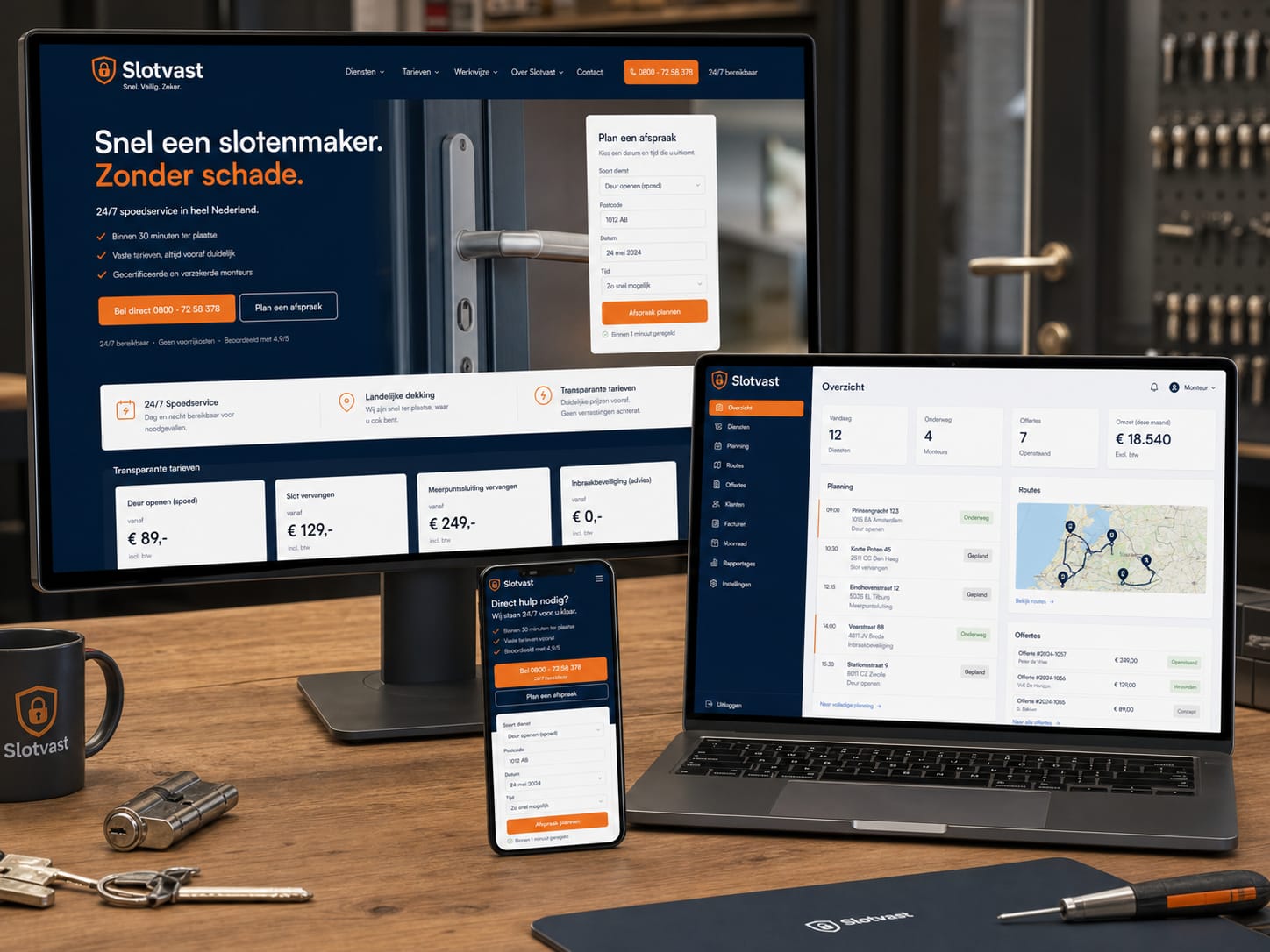 Platform mockup voor slotenmaker