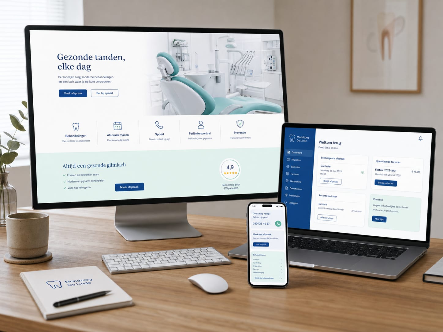 Platform mockup voor tandartspraktijk