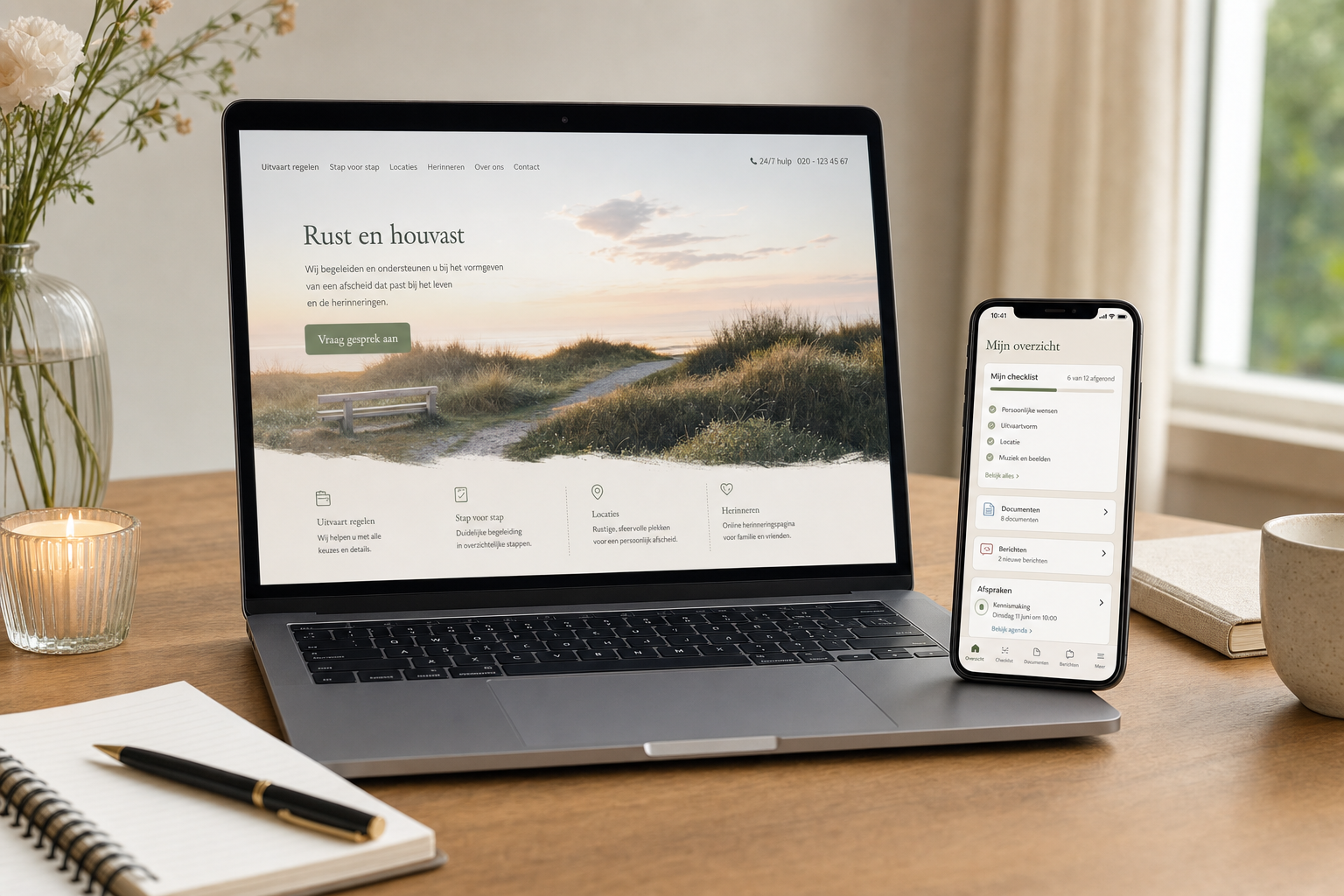 Platform mockup voor uitvaartondernemer