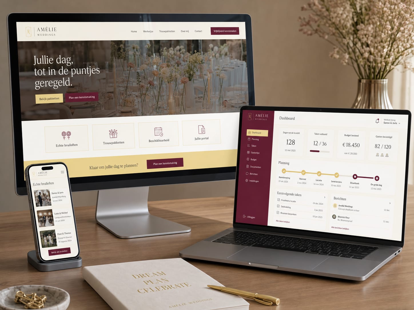 Platform mockup voor weddingplanner