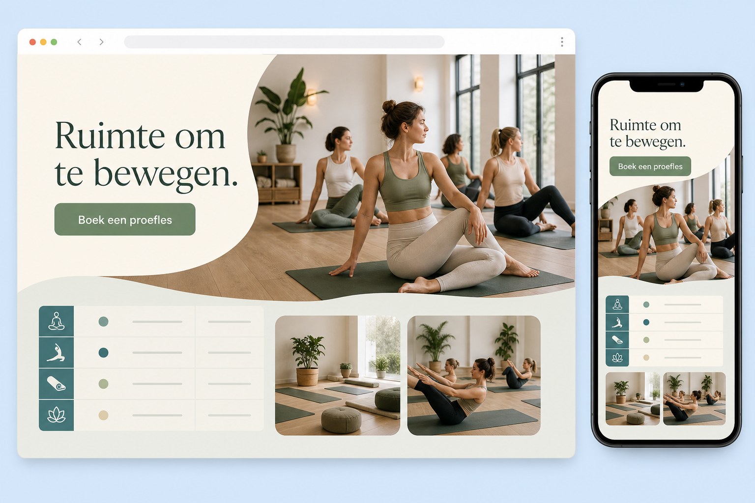 Publieke website voor yogastudio