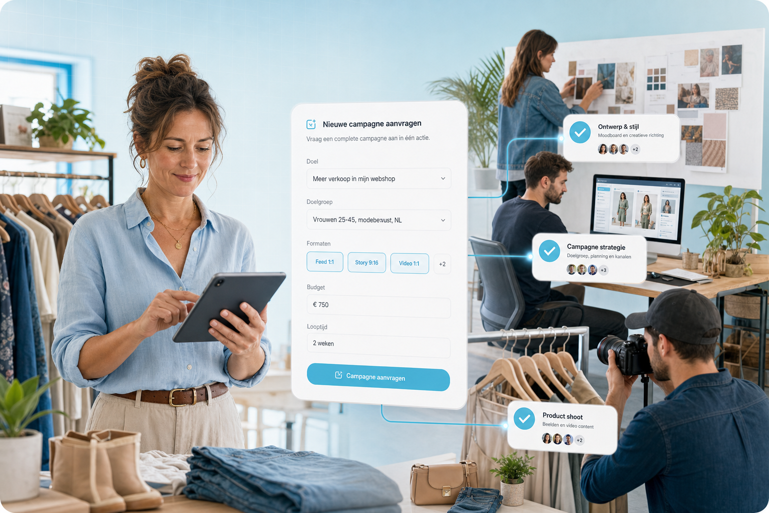 Campagnebrief vanuit het dashboard wordt door het creatieve team opgepakt