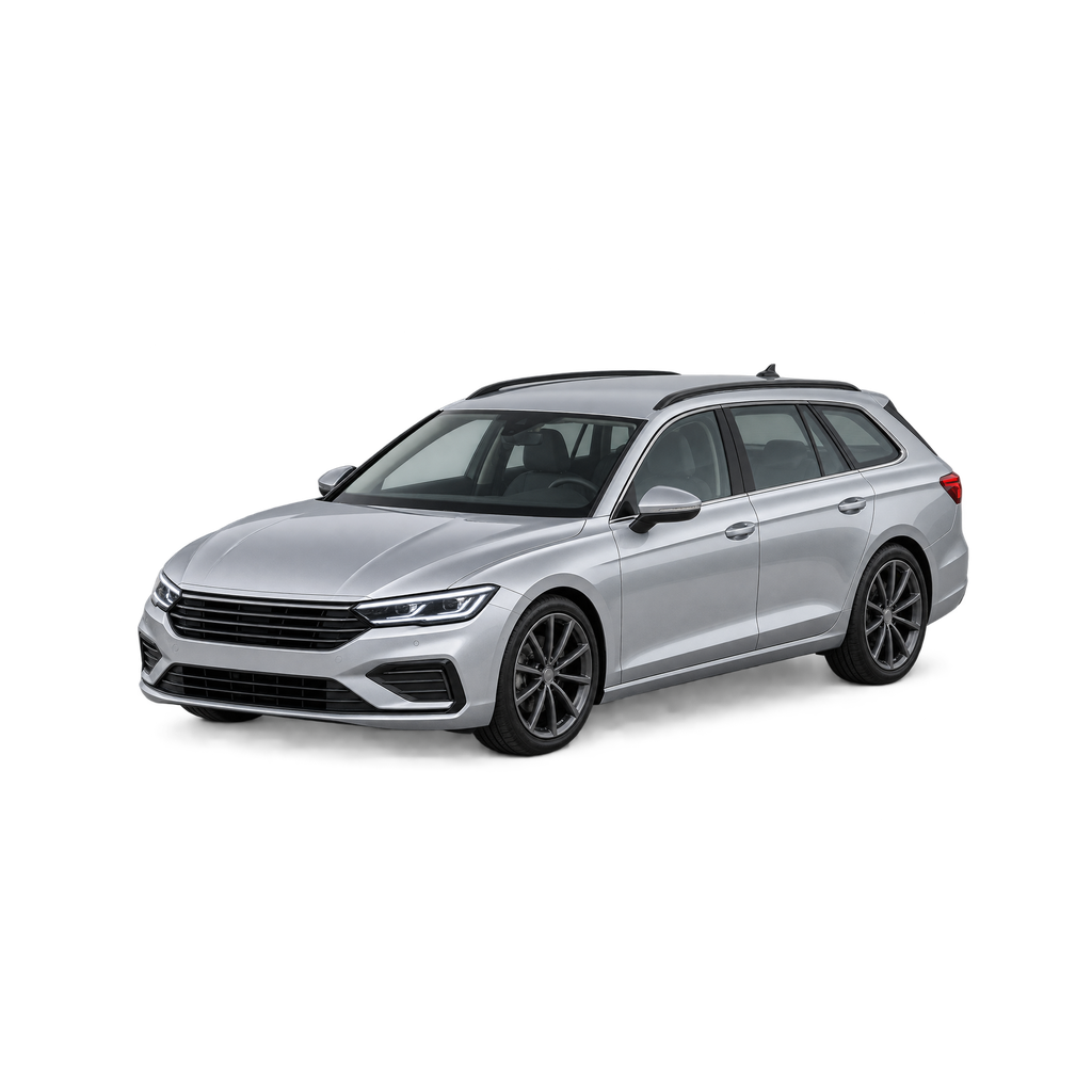 Schaalmodel van een stationwagen in zilver