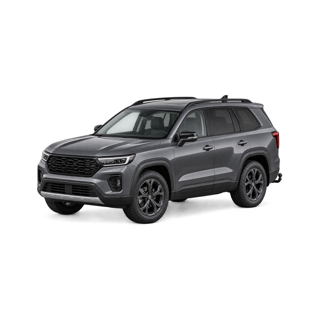 Schaalmodel van een middelgrote SUV in grafiet met trekhaak