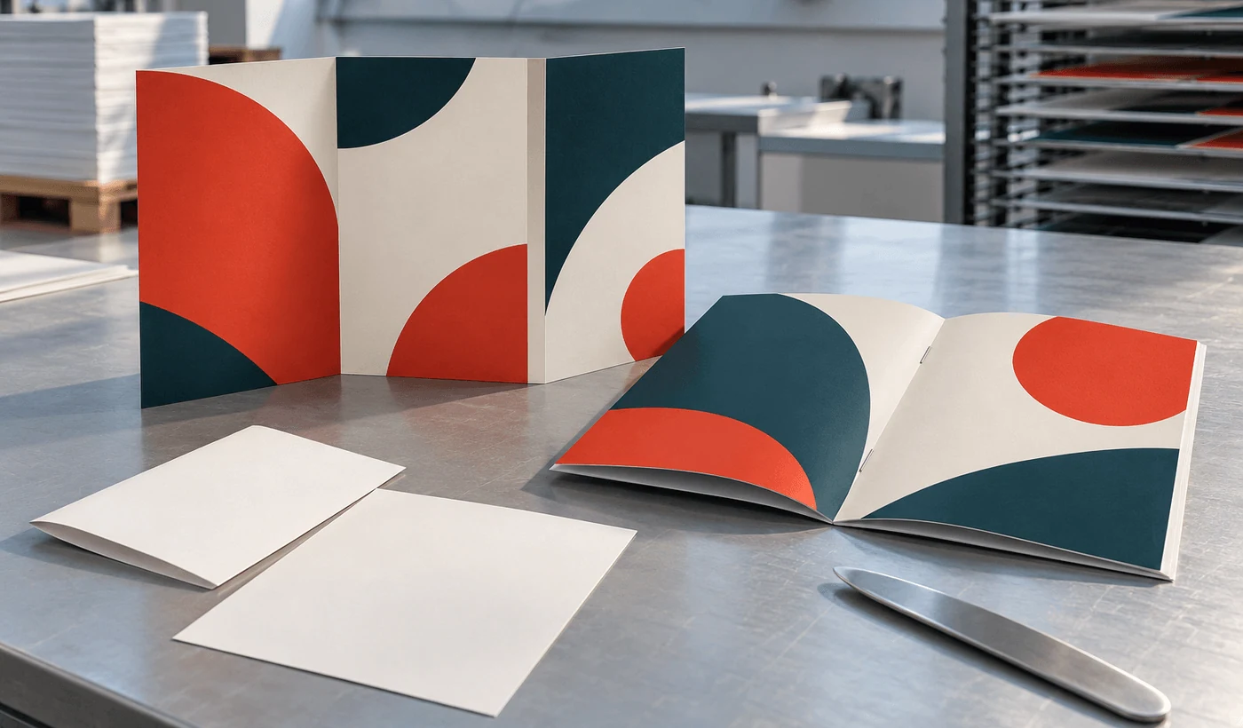 Folder en geniet boekje op een werktafel