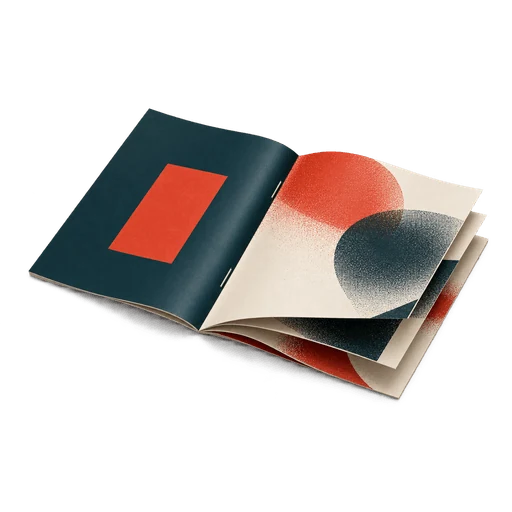 Open geniet boekje met abstracte bedrukking