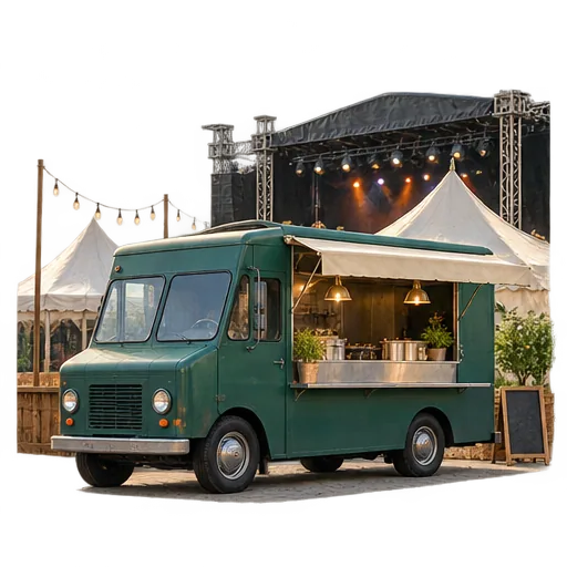 De truck naast de festivaltenten