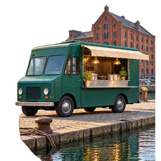 De truck op de kade aan het water