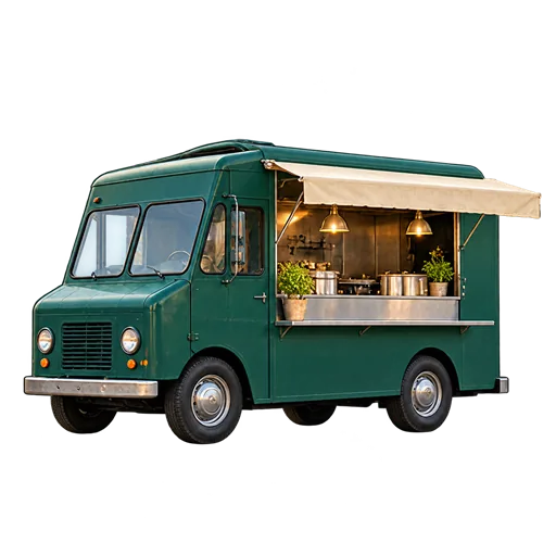 De bakwagen van opzij, luik open