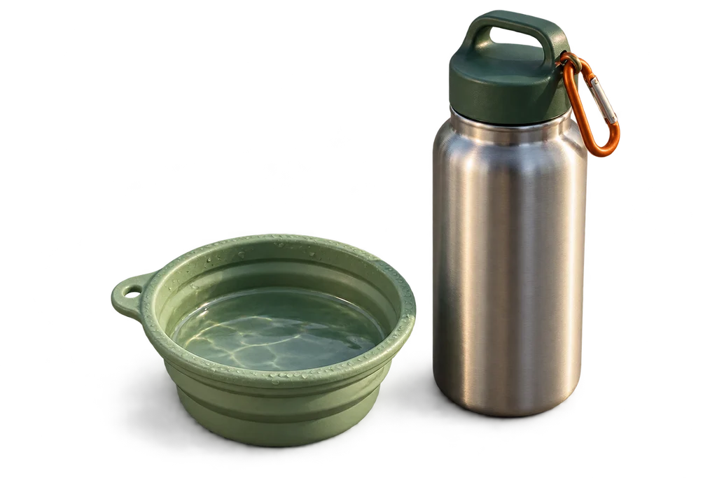 Reiswaterbak en fles