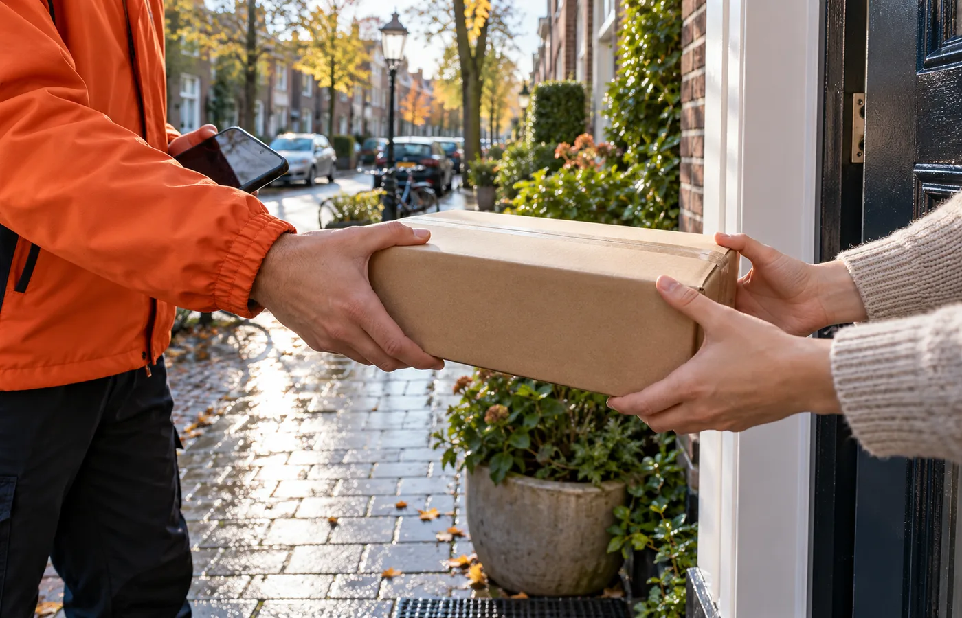 Voorzichtige overdracht van een pakket