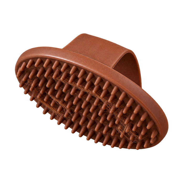 Ovale roskam van rubber in cognacbruin