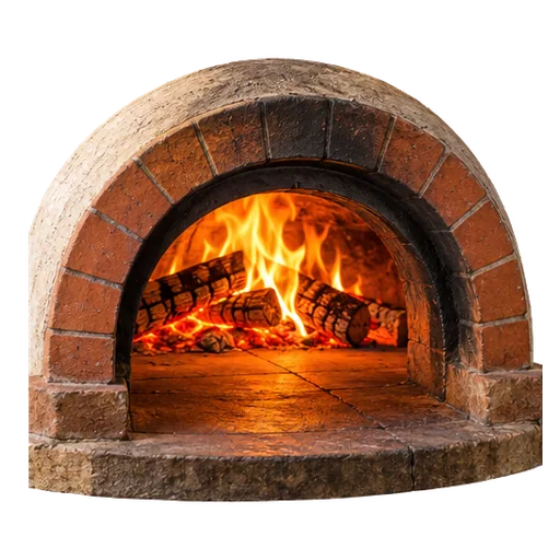 De ovenmond van Forno Alto met gloeiend beukenhout