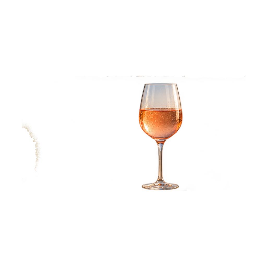 Glas droge rosé naast een schaaltje gezouten amandelen