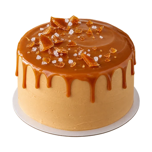 Taart met een glanzende karamelglazuur en vlokken zeezout