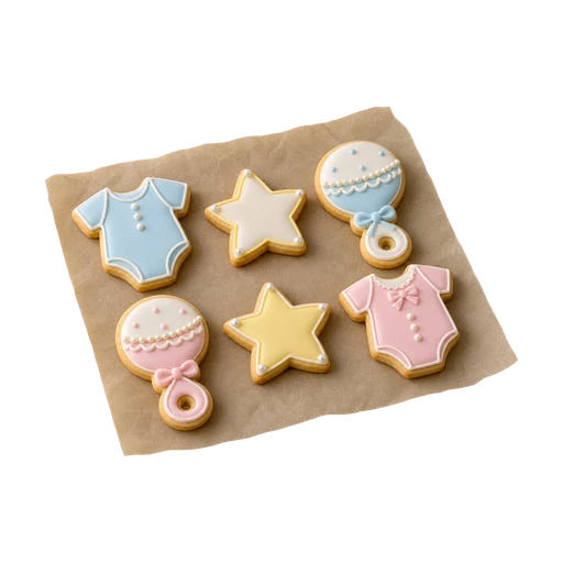 Geglazuurde koekjes in zachte pasteltinten