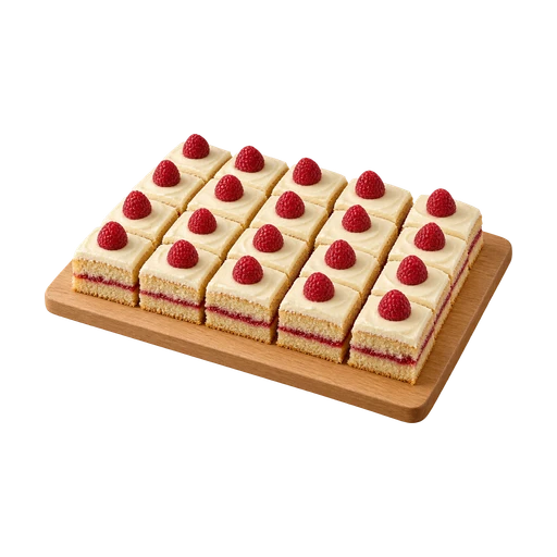 Plaatcake in nette blokjes gesneden