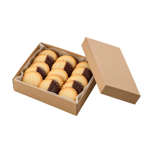 Zandkoekjes in een open doos