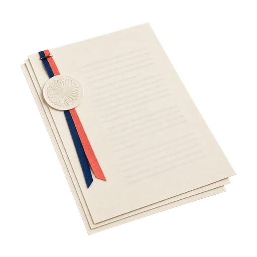 Beëdigd document met lint en blindstempel