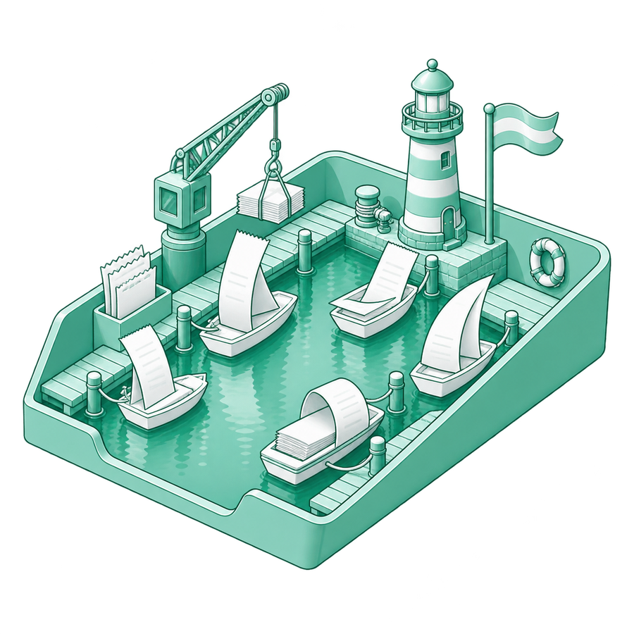 De bonnenhaven — vakillustratie voor Schoon Schip