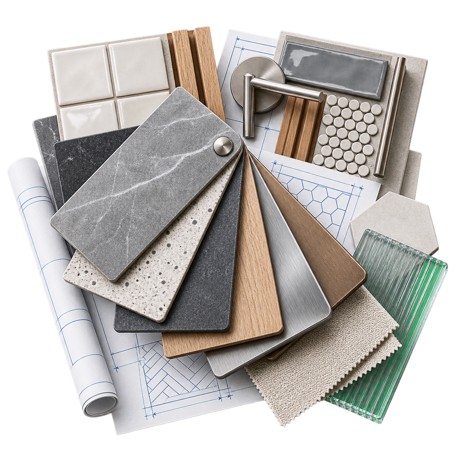 Materialen die samen moeten kloppen — vakillustratie voor Vlak & Voeg