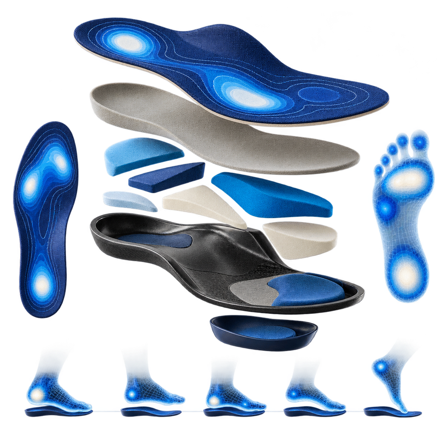 Een zool in lagen — vakillustratie voor Kadans podotherapie