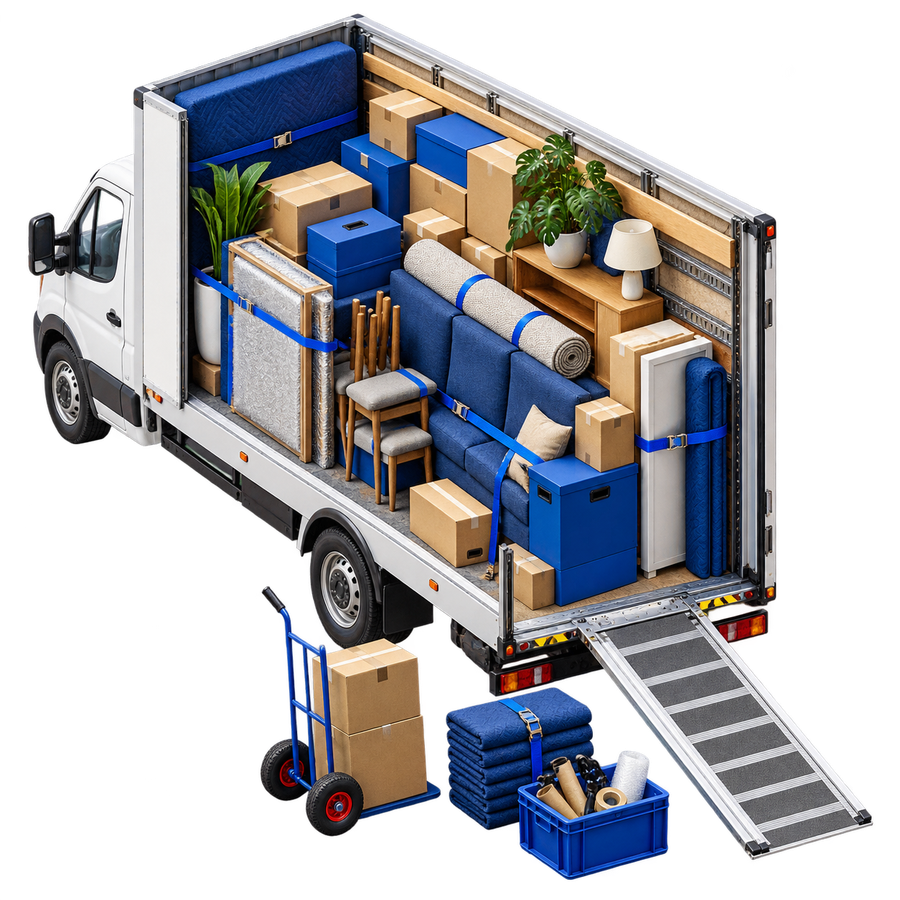 Alles krijgt een vaste plek — vakillustratie voor Boedel & Bagage
