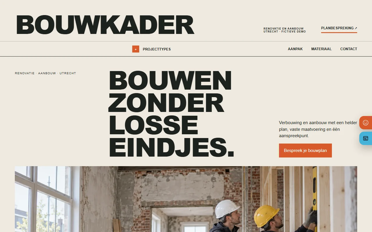 Example website for a building contractor: Bouwkader