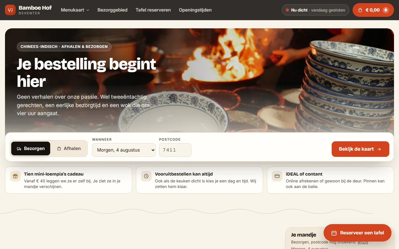 Example website for a takeaway restaurant