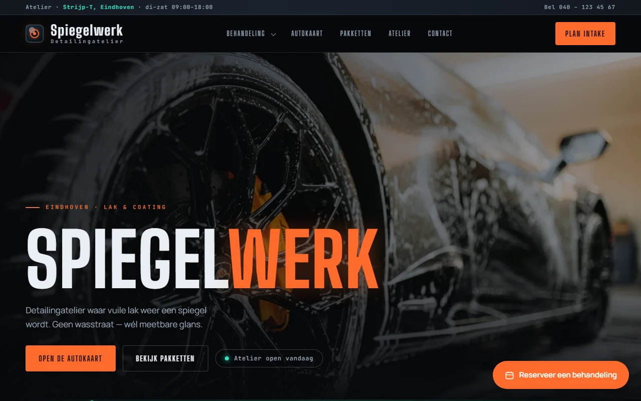 Example website for a car detailing company