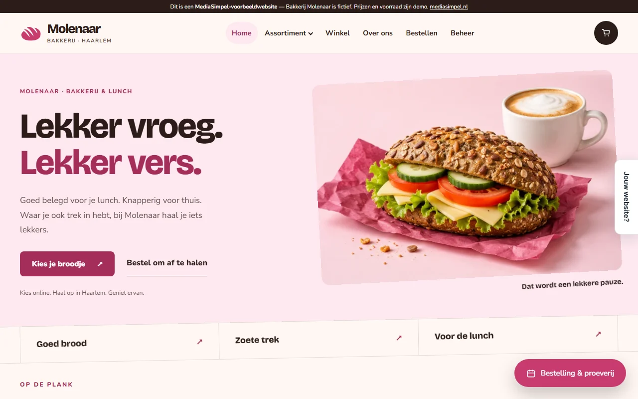 Example website for a bakery